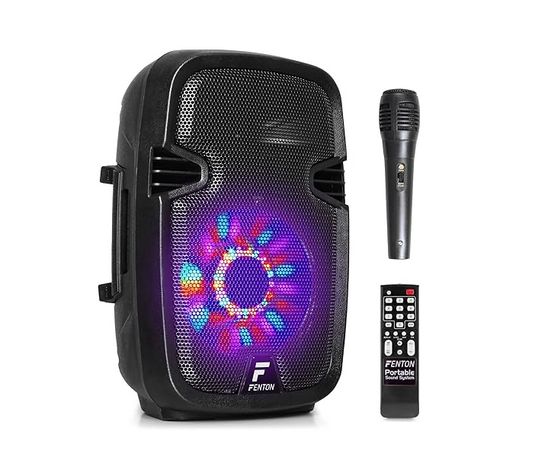 Altavoz Portátil de 8" con Batería e Iluminación LED (300W, Bluetooth, Micrófono)