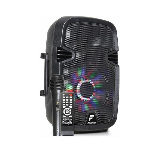 Altavoz Portátil de 8" con Batería e Iluminación LED (300W, Bluetooth, Micrófono)