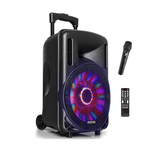 Altavoz Portátil de 10" (450W, Bluetooth, Micrófono Inalámbrico, USB/SD, LED)
