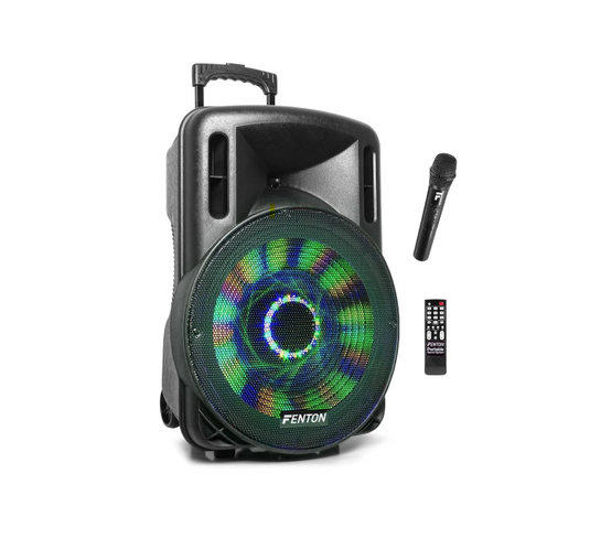 Altavoz Portátil de 15" (800W, Bluetooth, Micrófono Inalámbrico, USB/SD, LED)