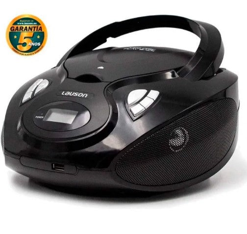 Lauson Radio Portátil con CD y USB | Boombox Estéreo  (Negro)