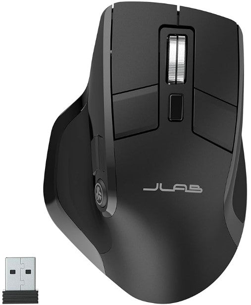 JLab Epic Ratón Inalámbrico | Bluetooth & USB, Ergonómico, Multidispositivo, Recargable, con Pantalla OLED