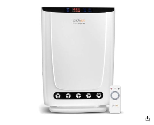 Gridinlux Generador de Ozono Action 1300 | Purificador de Aire y Agua | Control Remoto | Hasta 1300 m² | Potencia y Tiempo Regulables | 14 W