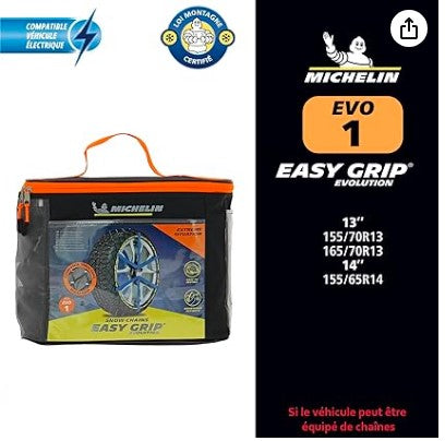 Michelin Easy Grip Evolution 1 – Cadenas de Nieve Compuestas, Certificadas EN1662-1:2020, Montaje Rápido y Seguro
