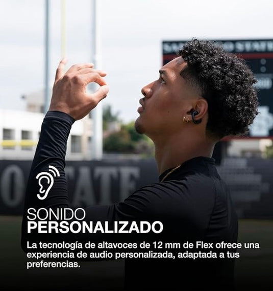 JLab Flex Auriculares Inalámbricos de Oído Abierto | Diseño con Clip, 21H de Batería y Sonido Personalizable