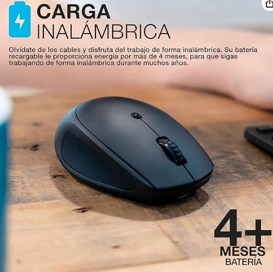 JLab GO Charge | Ratón Inalámbrico Bluetooth & USB, Recargable, Ergonómico, Multidispositivo, Portátil para Ordenador, Portátil, Móvil o Tablet