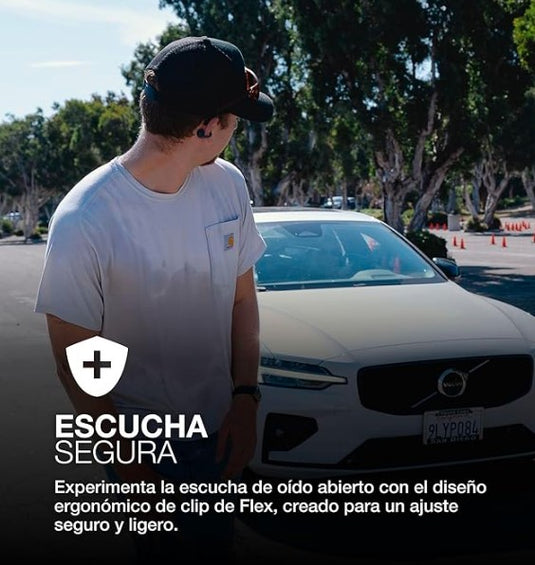 JLab Flex Auriculares Inalámbricos de Oído Abierto | Diseño con Clip, 21H de Batería y Sonido Personalizable