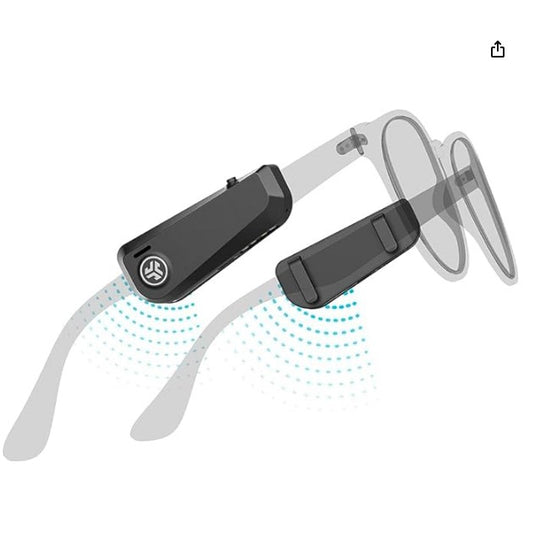 JLab JBuds Frames True Wireless | Auriculares de Clip para Gafas, Sonido Abierto, 8+ Horas de Reproducción, Micrófono Integrado, Bluetooth 5.1