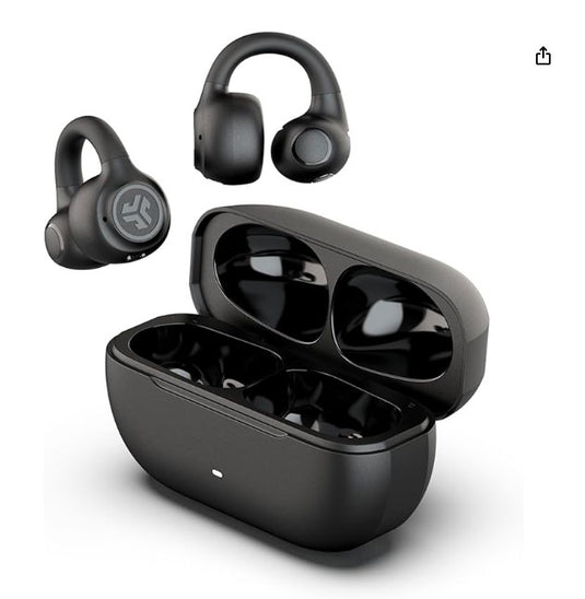JLab Flex Auriculares Inalámbricos de Oído Abierto | Diseño con Clip, 21H de Batería y Sonido Personalizable