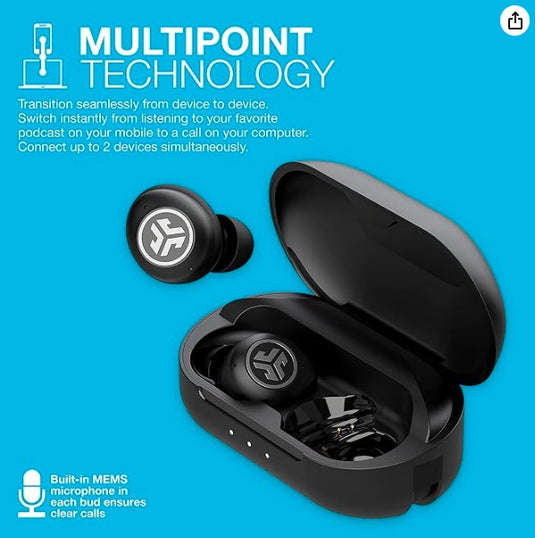 JLab JBuds Air Pro | Auriculares Inalámbricos con Tile, Bluetooth Multipoint, Estuche de Carga y Sonido EQ3 Personalizado