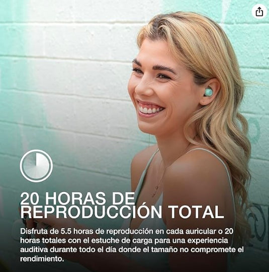Auriculares Inalámbricos JLab JBuds Mini – True Wireless, 20+ Horas, EQ Personalizable, Negro