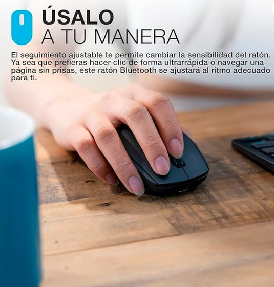 JLab GO Charge | Ratón Inalámbrico Bluetooth & USB, Recargable, Ergonómico, Multidispositivo, Portátil para Ordenador, Portátil, Móvil o Tablet