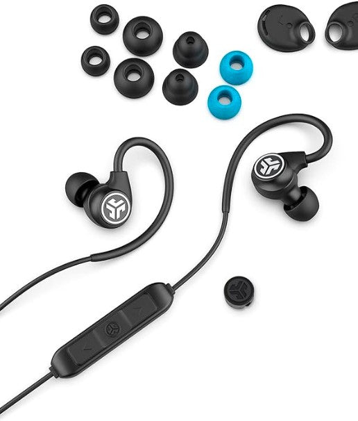 JLab Fit Sport 3 Auriculares Inalámbricos Bluetooth | Ganchos Flexibles, Resistencia al Sudor IP55, Aislamiento de Ruido y Sonido EQ3 Personalizado