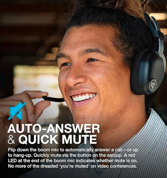 JLab JBuds Work | Auriculares Inalámbricos Bluetooth con Micrófono, Multipunto, Cable USB-C, Cancelación de Ruido C3-Calling, 60+ Horas de Autonomía