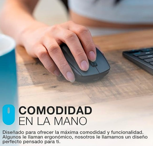 JLab GO Charge | Ratón Inalámbrico Bluetooth & USB, Recargable, Ergonómico, Multidispositivo, Portátil para Ordenador, Portátil, Móvil o Tablet