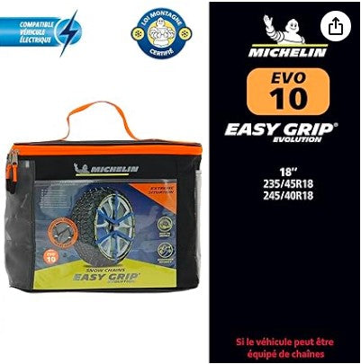 Michelin Easy Grip Evolution 10 – Cadenas de Nieve Compuestas, Certificadas EN1662-1:2020, Montaje Rápido y Seguro